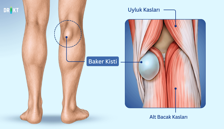 Baker kisti, eklem sıvısının diz arkasındaki keselerde birikmesiyle diz arkasında şişlik oluşturur.