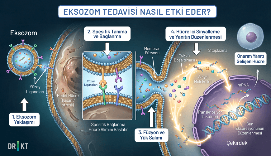 Vücudun doğal iletişim ağını kullanan eksozom tedavisi, hasarlı hücrelere onarım talimatları taşıyarak iyileşme sürecini başlatır.