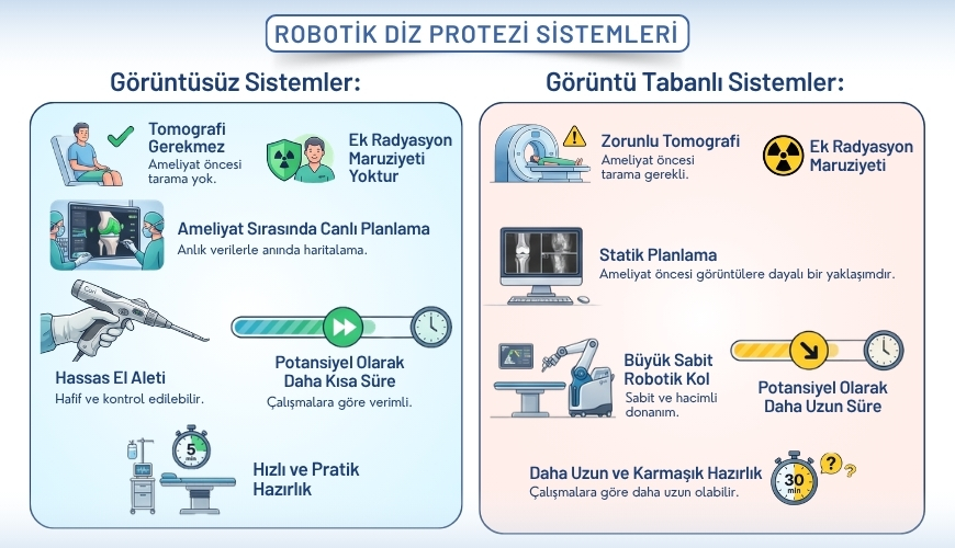 Robotik sistemler; BT tabanlı görüntülü ve ek BT gerektirmeyen görüntüsüz olmak üzere iki yaklaşımla çalışır.